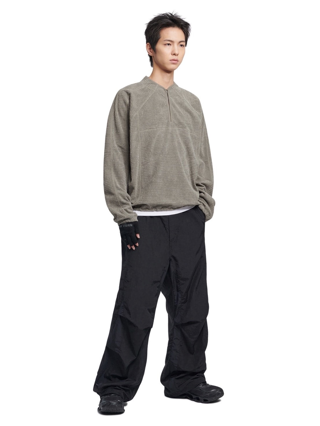 【NOMANUAL】HEAVY WAFFLE HALF ZIP-UP