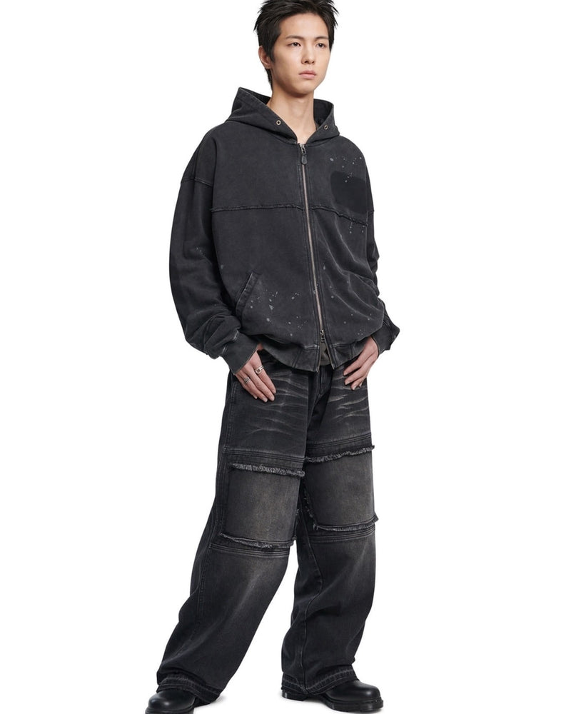 【NOMANUAL】DETACHED PATCH HOODED ZIP-UP