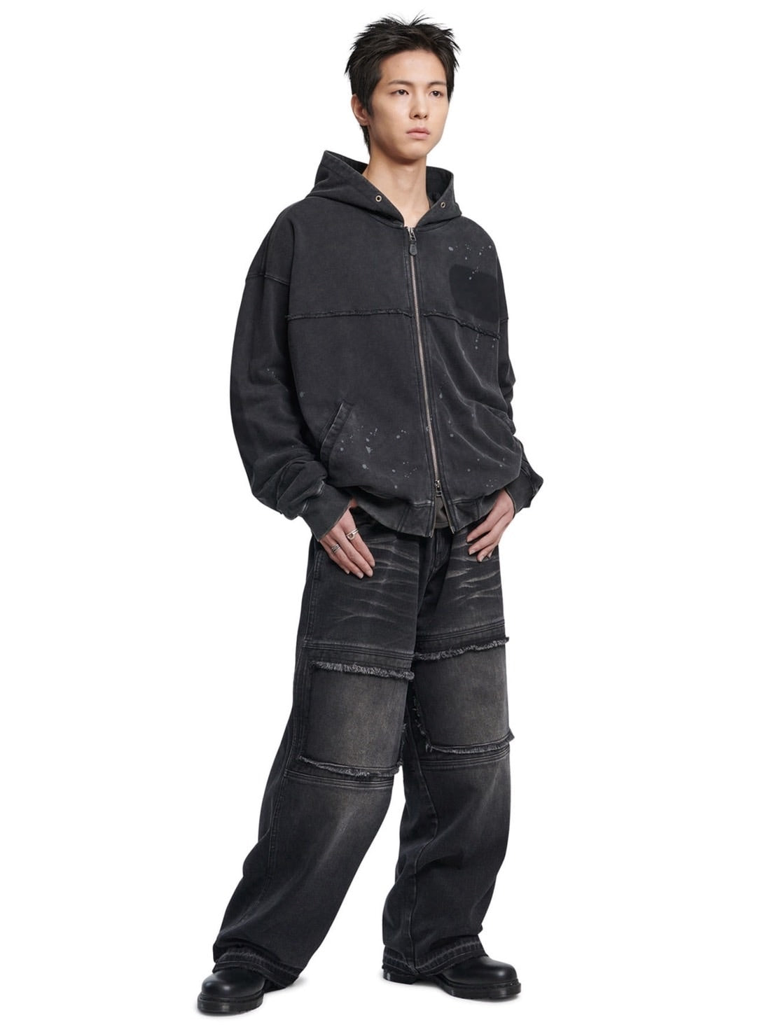 【NOMANUAL】DETACHED PATCH HOODED ZIP-UP