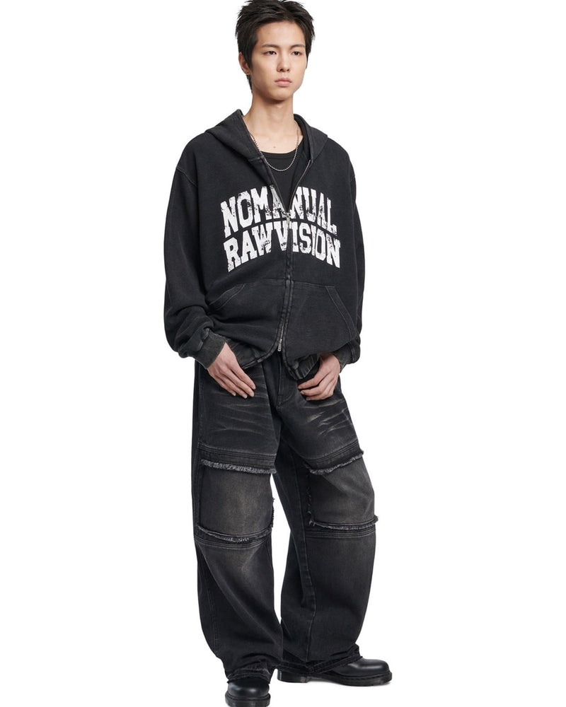 【NOMANUAL】VINTAGE WAFFLE HOODED ZIP-UP