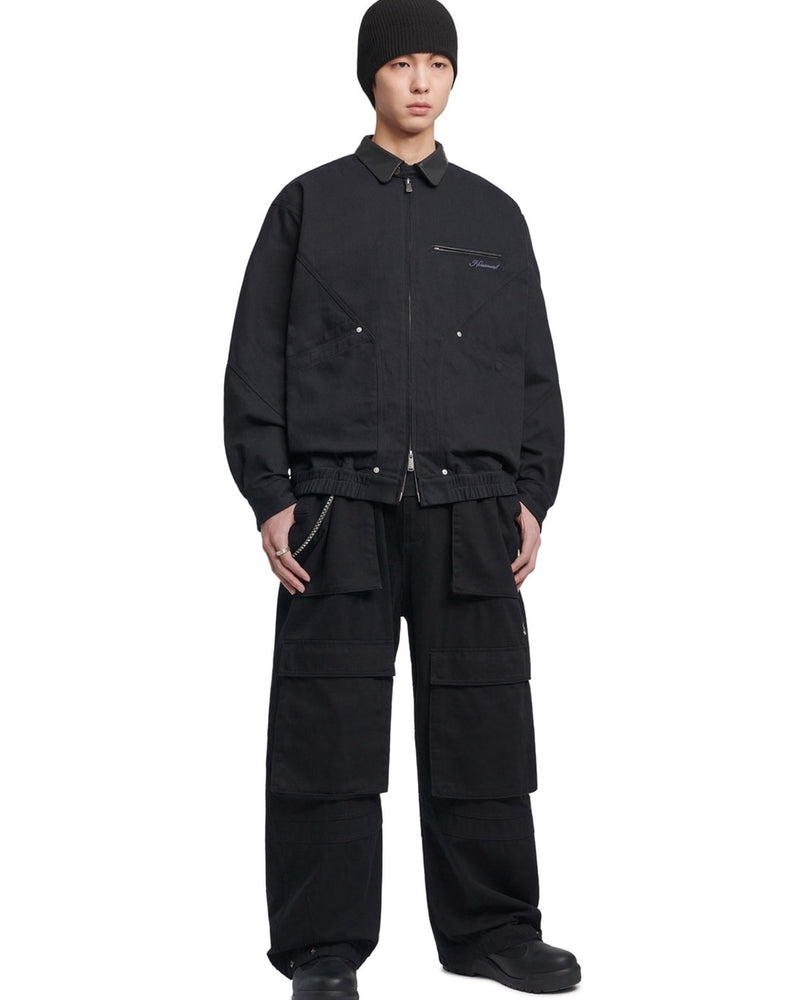 【NOMANUAL】VINTAGE LEATHER COLLAR WORK JACKET