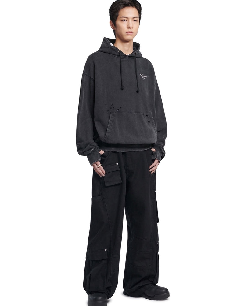 【NOMANUAL】DAMAGED HOODIE