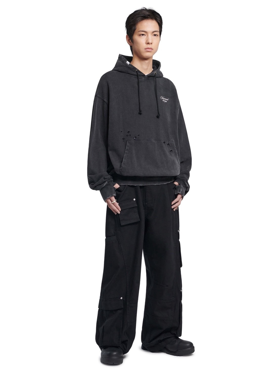 【NOMANUAL】DAMAGED HOODIE