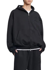 【NOMANUAL】OVERLAY LOGO HOODED ZIP-UP