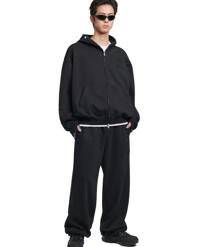 【NOMANUAL】OVERLAY LOGO HOODED ZIP-UP