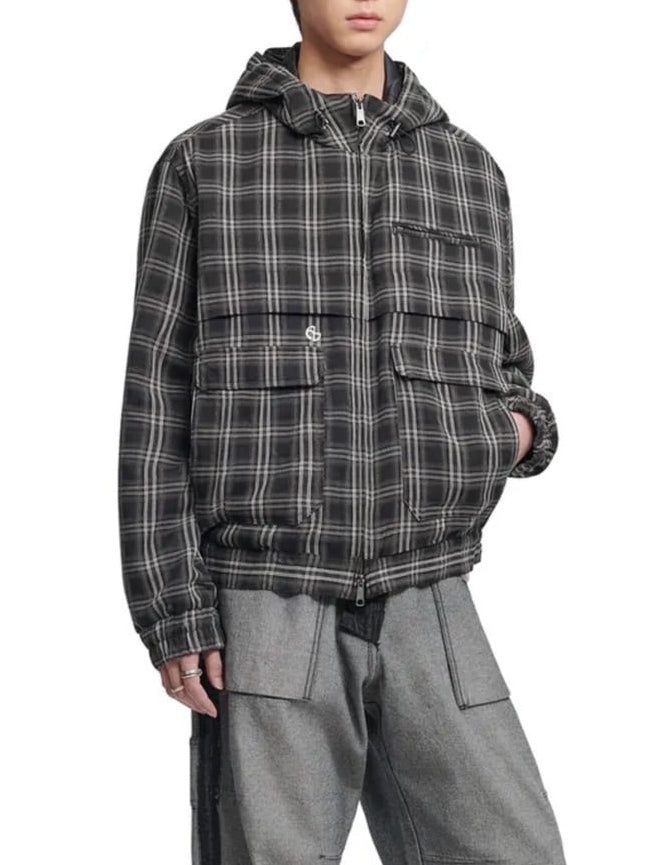 【NOMANUAL】CHECK HOODED JACKET
