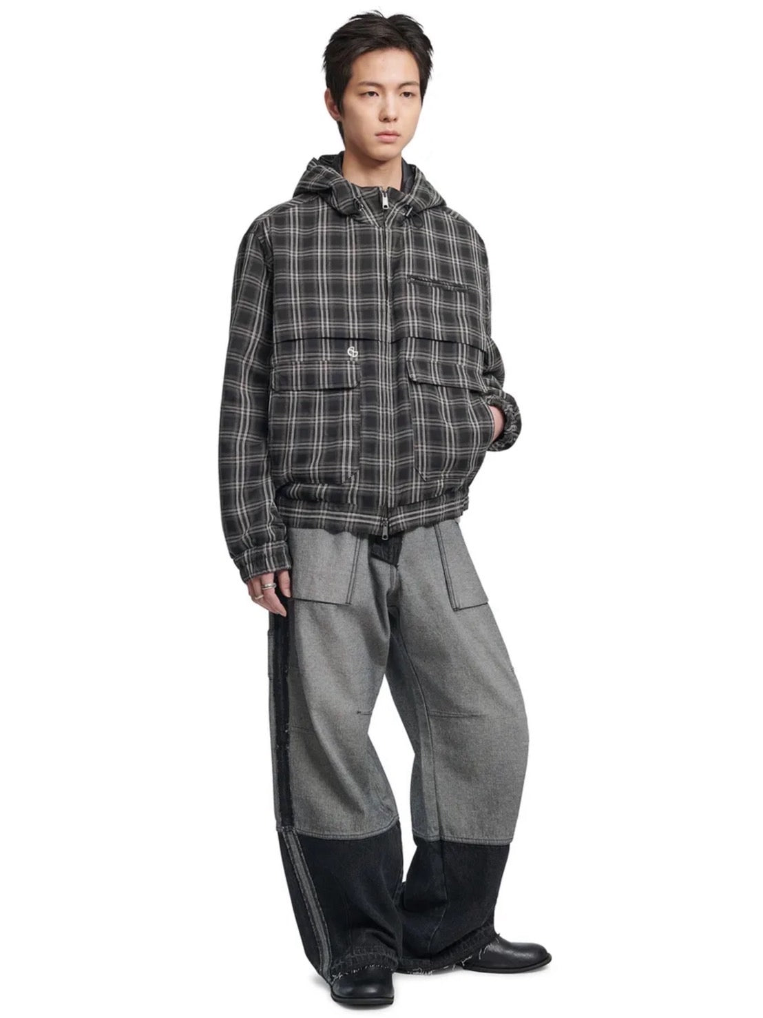 【NOMANUAL】CHECK HOODED JACKET