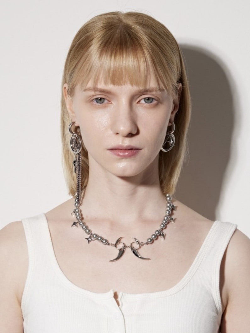 【PEG LEG】little Emblem rattle star pearl necklace
