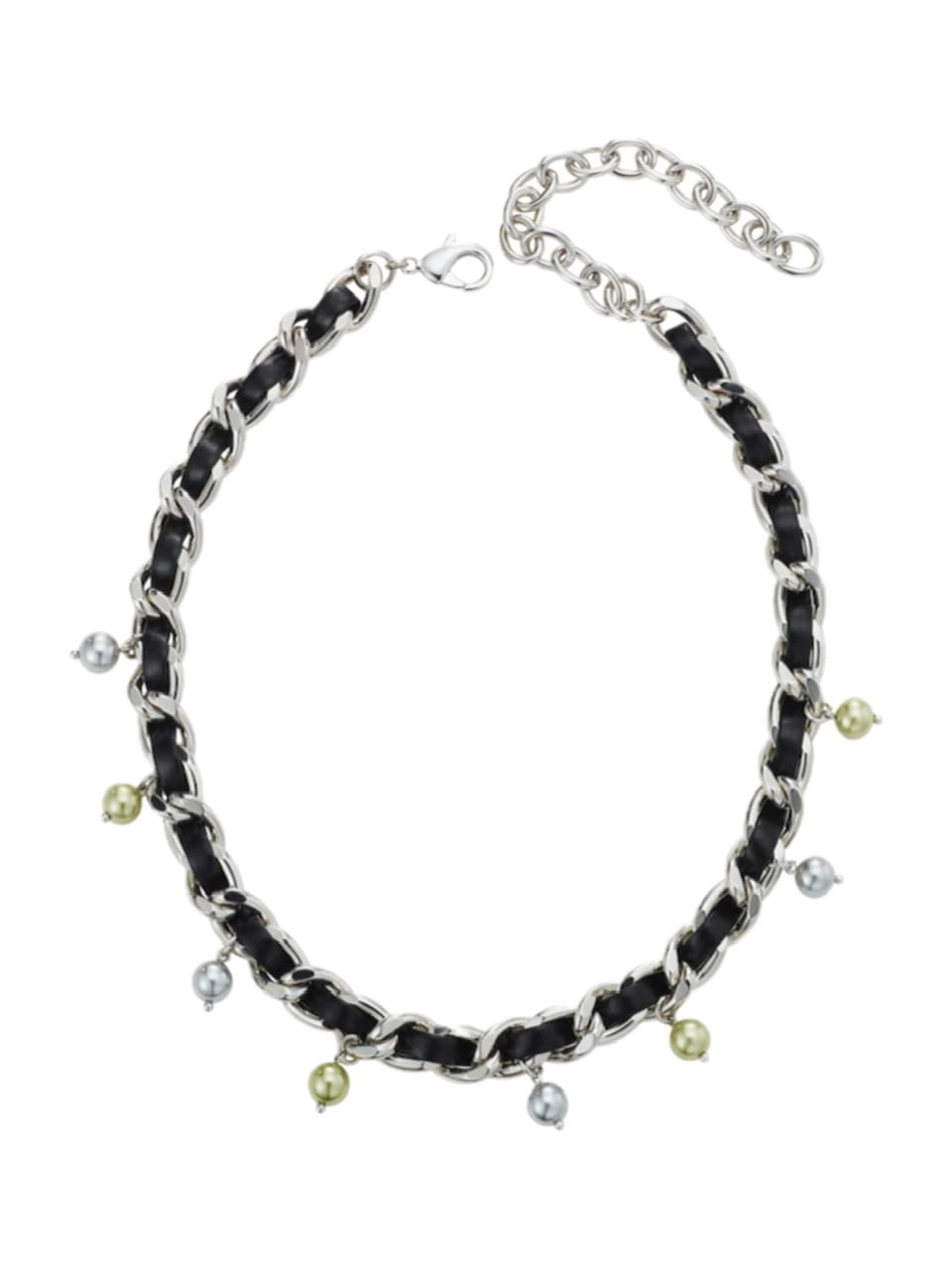 【PEG LEG】leather chain rattle pearl necklace