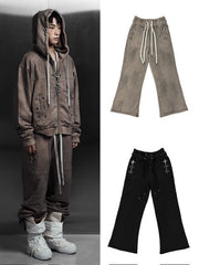【Rosen Kreuz】EYELET EDGE Set-Up LAYERED SWEAT PANTS