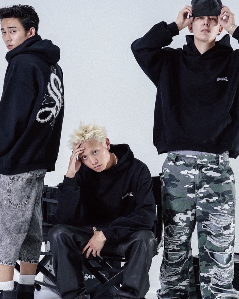 【SUPPLIER】Boxy Fit Cross Logo Hoodie / 【サプライヤー】クロスロゴプルオーバーパーカー