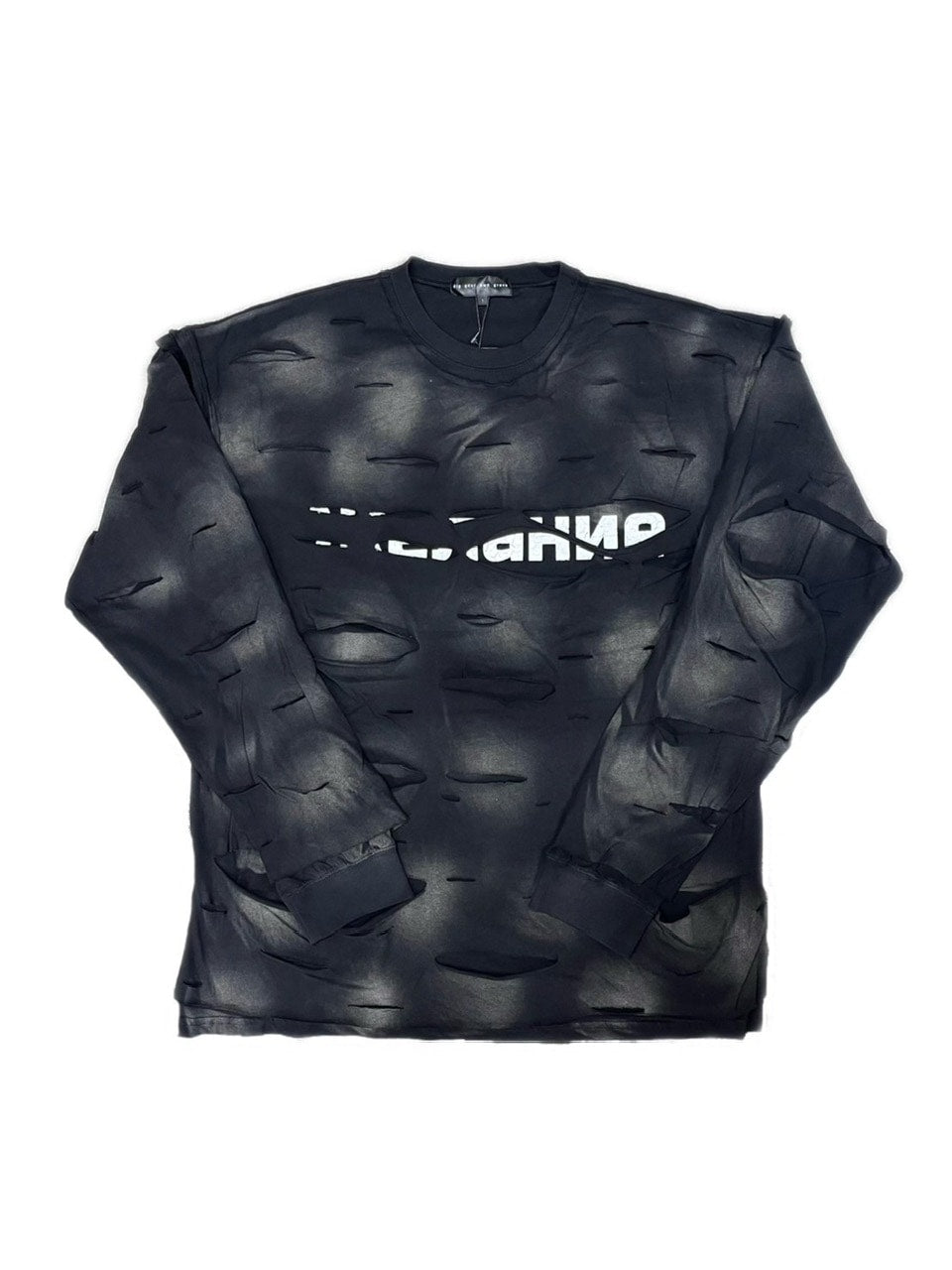 【DIG YOUR OWN GRAVE】WISH VOID L/S T-SHIRTS /【ディグユアオウングレイブ】ダメージレイヤードロゴ長袖Tシャツ