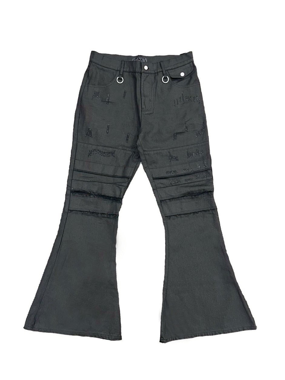 【DIG YOUR OWN GRAVE】COATING SLASH FLARE PANTS /【ディグユアオウングレイブ】コーティングダメージフレアパンツ