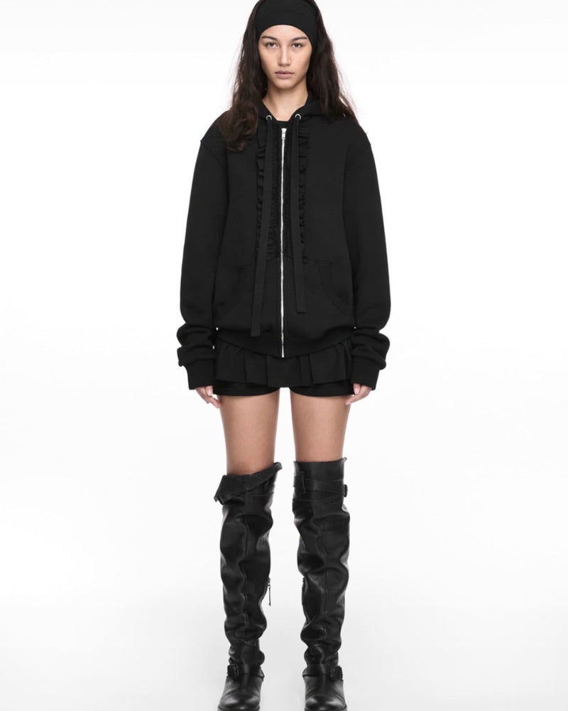 【NACHE】RUFFLE HOODIE ZIP-UP