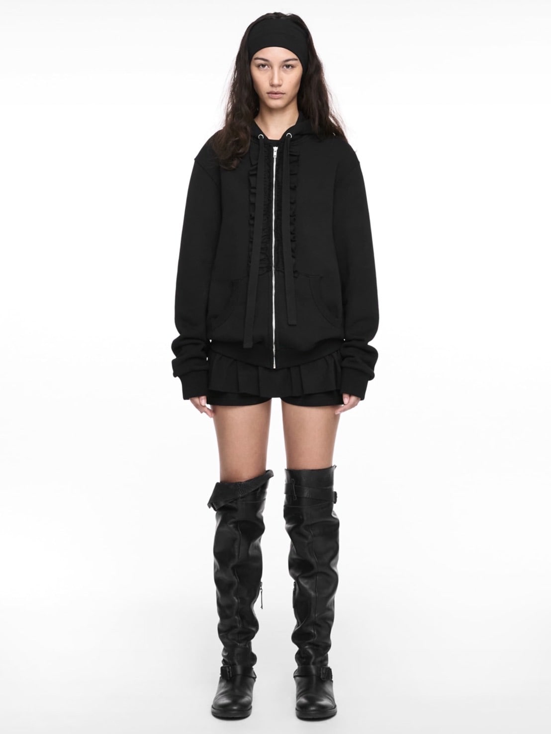 【NACHE】RUFFLE HOODIE ZIP-UP