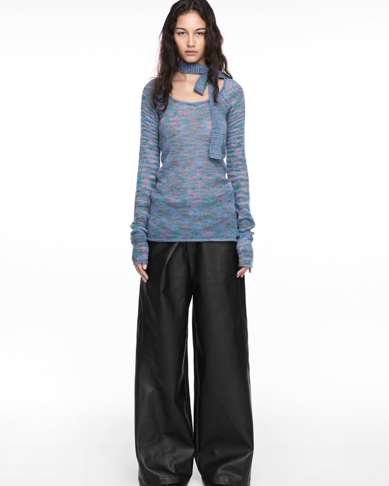 【NACHE】FOLDED WIDE PANTS (UNISEX) LEATHER