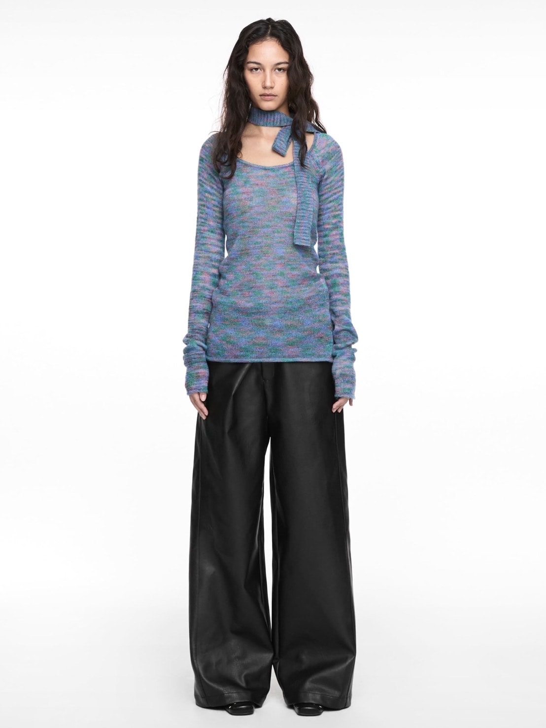 【NACHE】FOLDED WIDE PANTS (UNISEX) LEATHER