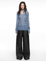 【NACHE】FOLDED WIDE PANTS (UNISEX) LEATHER