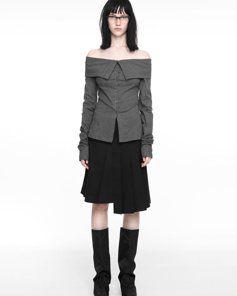 【NACHE】MAGNETIC PLEATED MIDI SKIRT