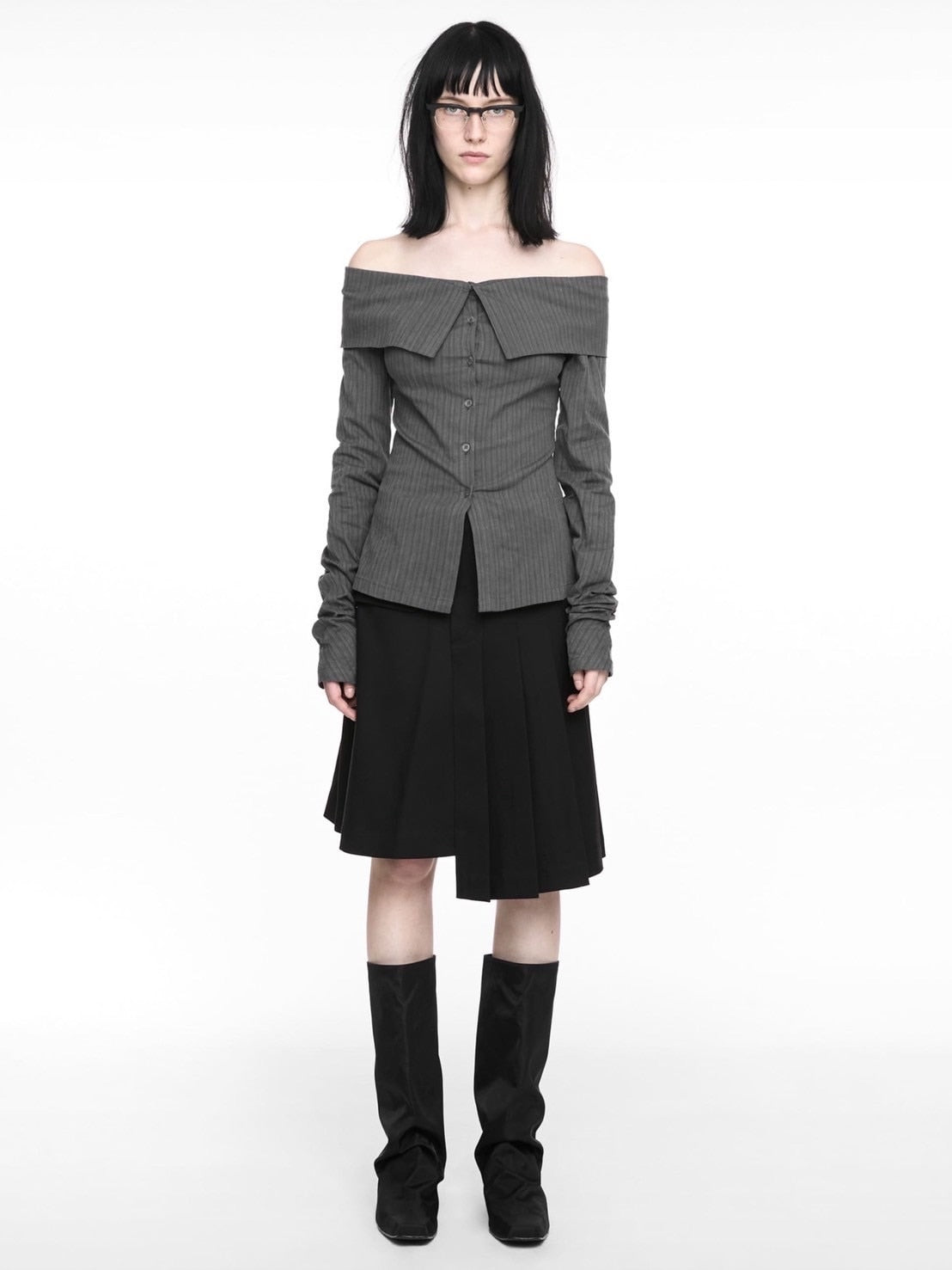 【NACHE】MAGNETIC PLEATED MIDI SKIRT