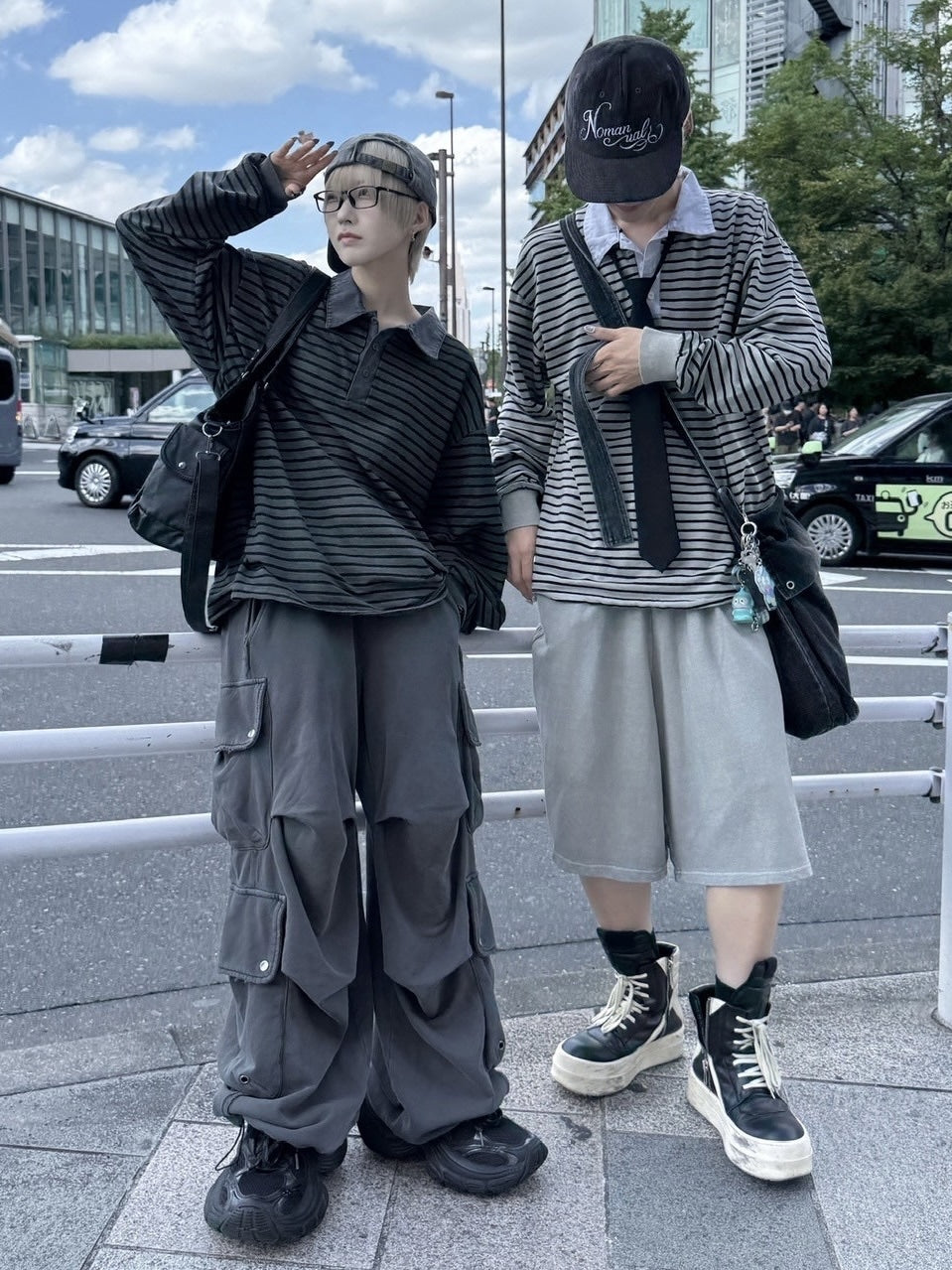 受注制【nmtc +】border long sleeve / 【エヌエムティーシープラス】襟付きボーダー長袖Tシャツ (2color)