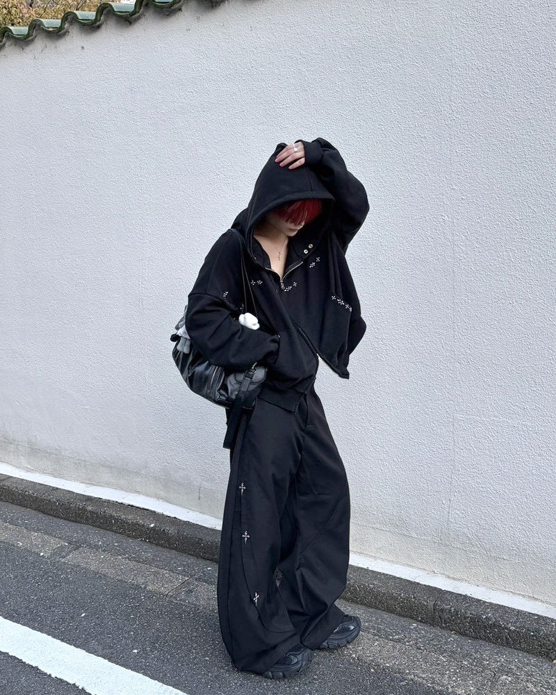 【LUV CODE】cross wide pants