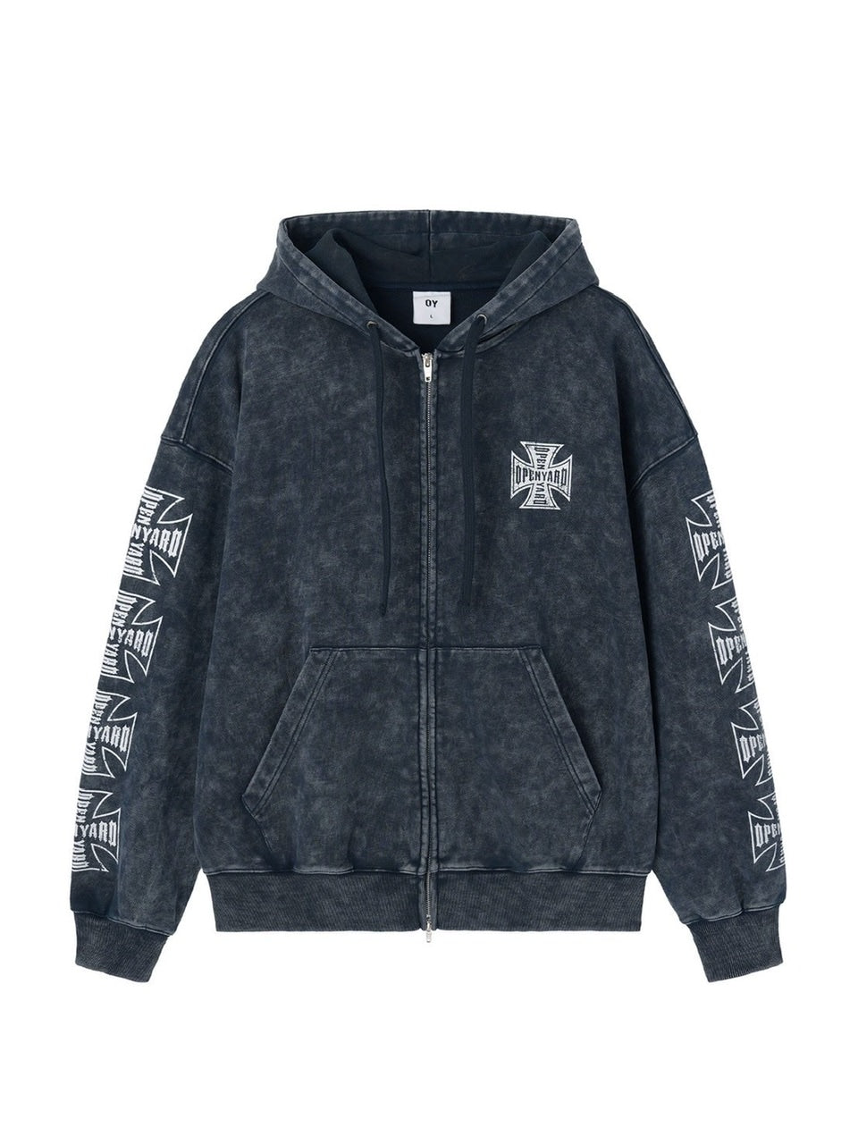 【OY】CROSS FADE WASHED HOODIE ZIP UP