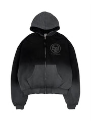 【haveyoudiedbefore?】DS Padded Bomber Zip Hoodie / 【ハブユーダイドビフォー】スカルグラフィックポケットジップパーカー