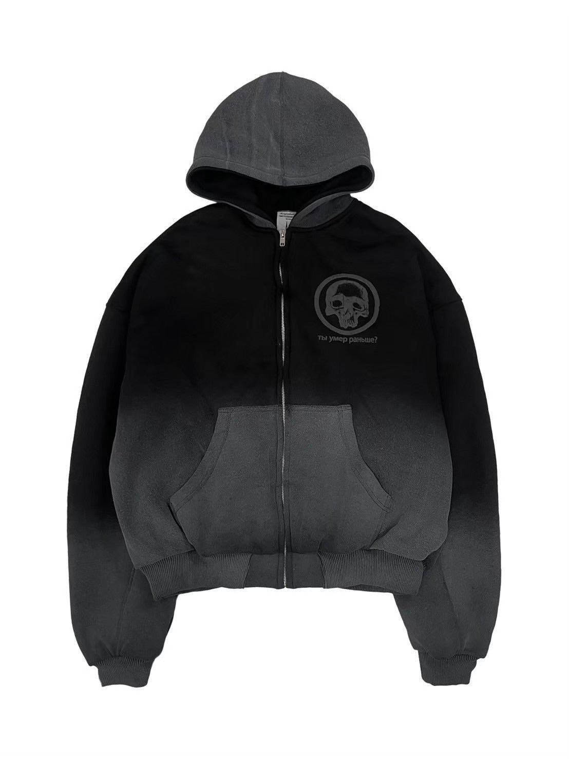 【haveyoudiedbefore?】DS Padded Bomber Zip Hoodie / 【ハブユーダイドビフォー】スカルグラフィックポケットジップパーカー