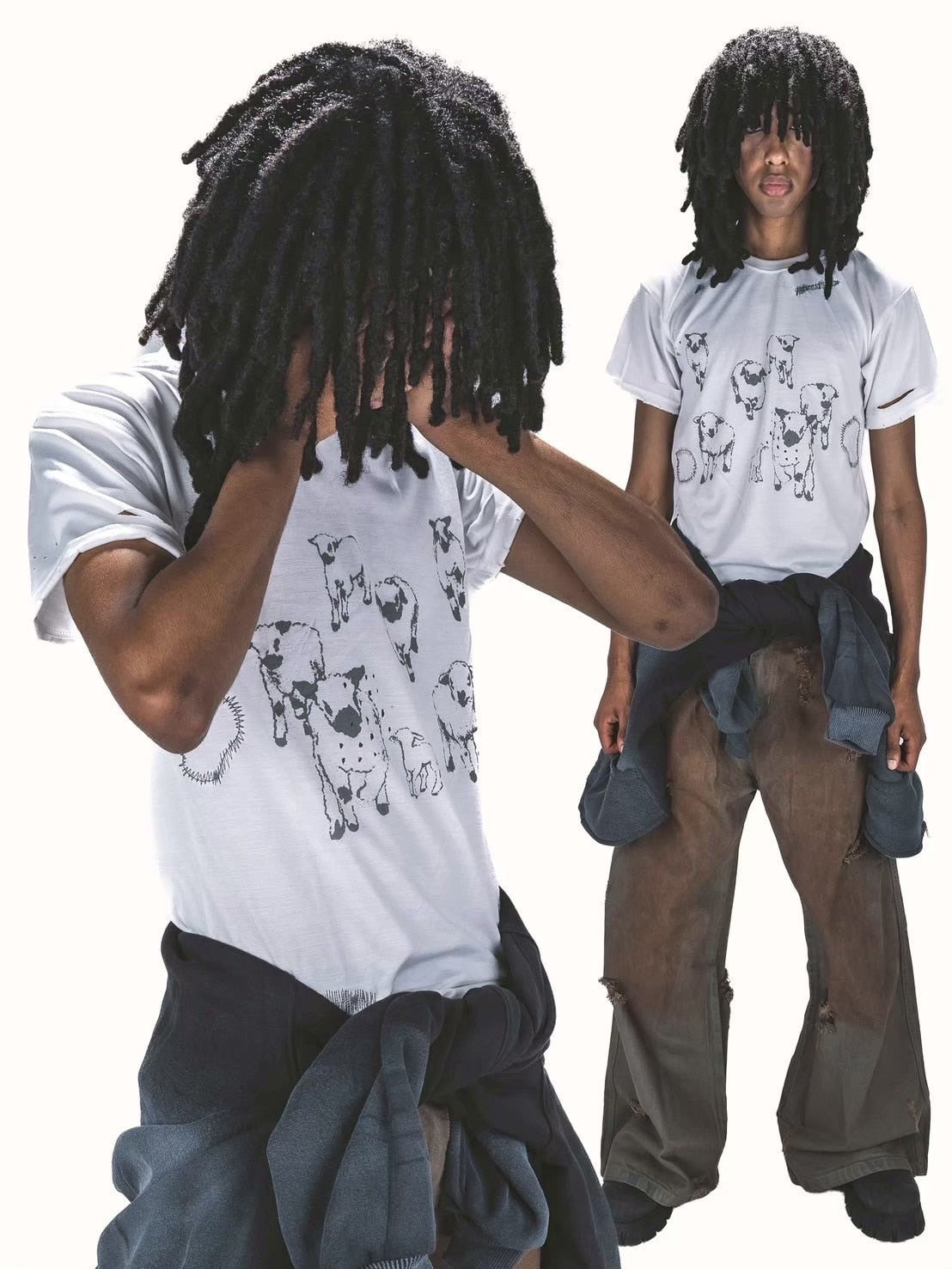 【haveyoudiedbefore?】Log Denim Pants / 【ハブユーダイドビフォー】ダーティーウォッシュダメージワイドパンツ