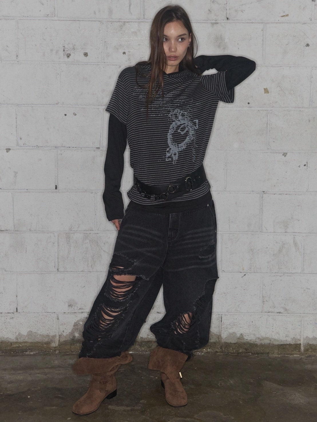 【FANCY CLUB】STRIPE LAYERED HOODIE / 【ファンシークラブ】ストライプレイヤードフーディー