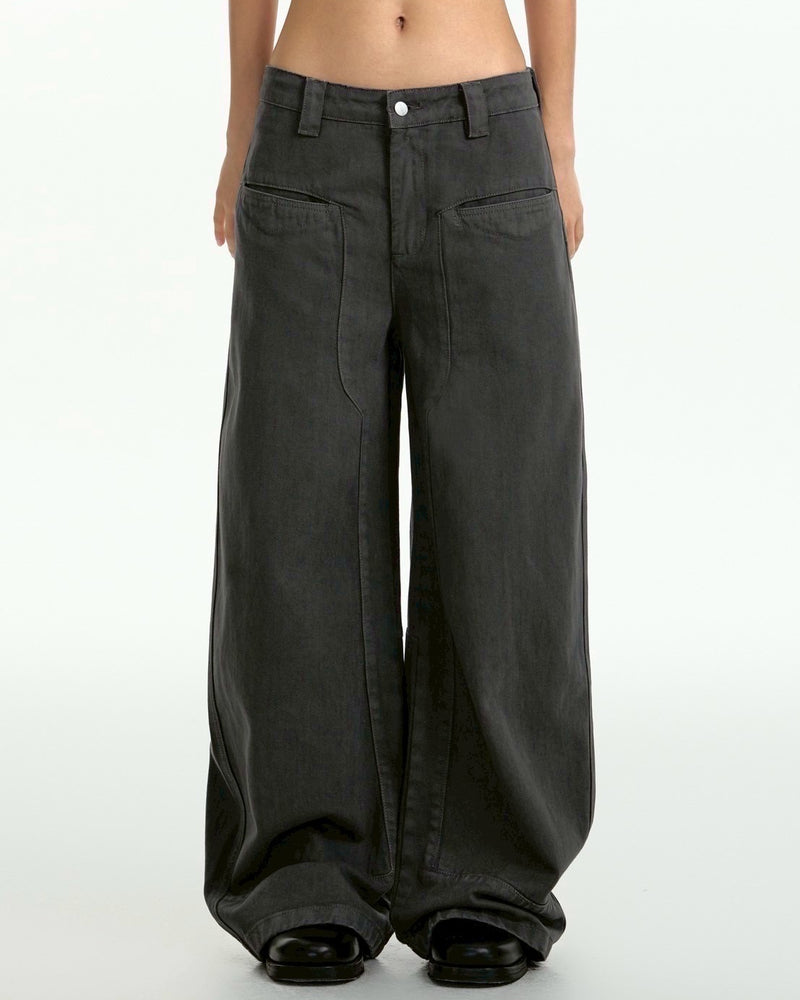 【TGNS】Washed Scimitar Pants / 【ツーガンズ】ポケットラインデニムパンツ