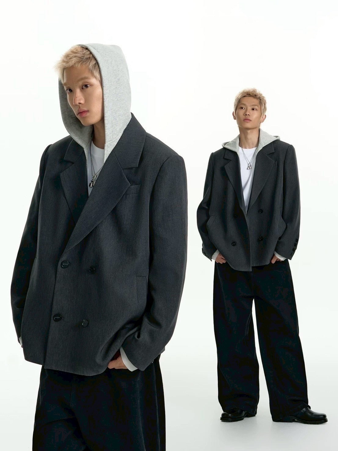 【TGNS】Detachable Hooded Suit / 【ツーガンズ】オーバーサイズフードセットテーラードジャケット