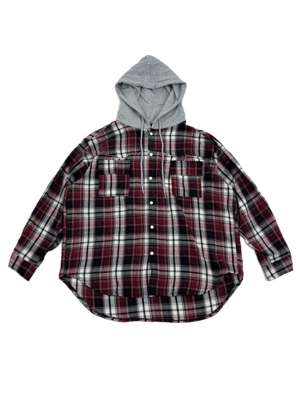 受注制【Chikashitsu +】hood mix check hoodie / 【チカシツプラス】フードミックスチェックパーカー (3color)