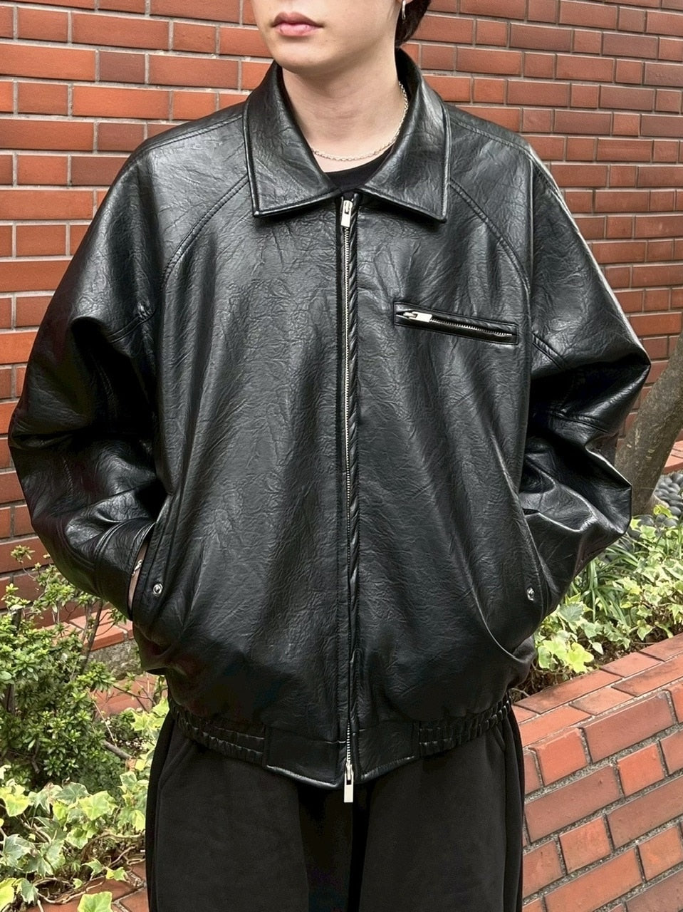 受注制【Chikashitsu +】bomber synthetic material jacket / 【チカシツプラス】ボンバーシンセティックマテリアルジャケット (2color)