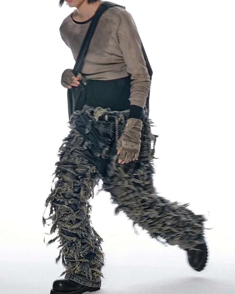 【d5ove】Erosion Fringed Jeans / 【ダヴ】フリンジデニムパンツ