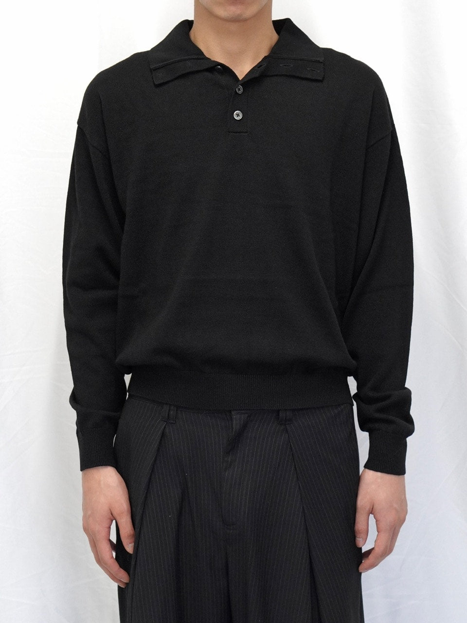 【CS】wool touch knit polo (black) / 【シーエス】ウールタッチニットポロ