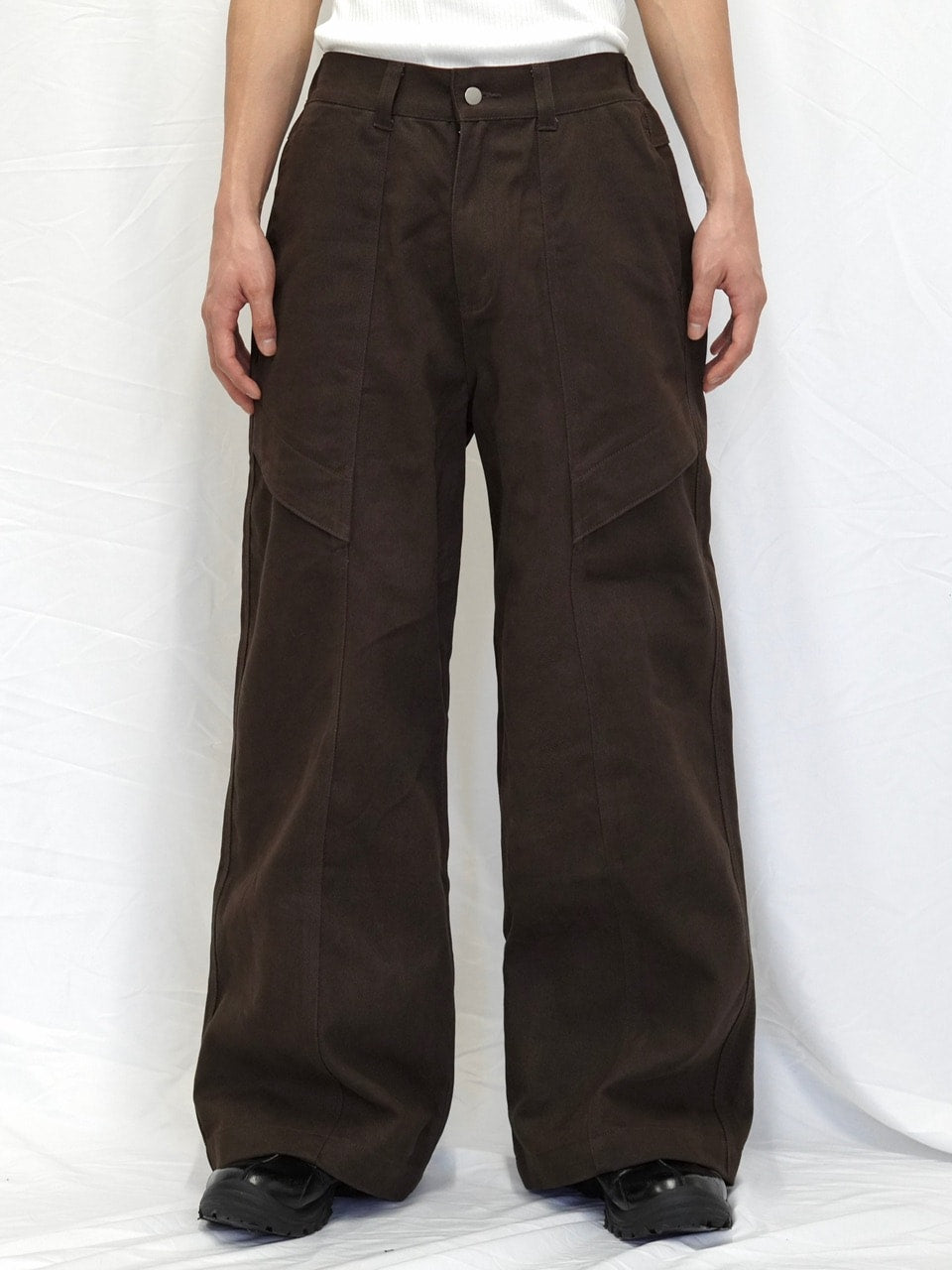 【CS】cotton wide twill pants (brown) / 【シーエス】コットンワイドツイルパンツ