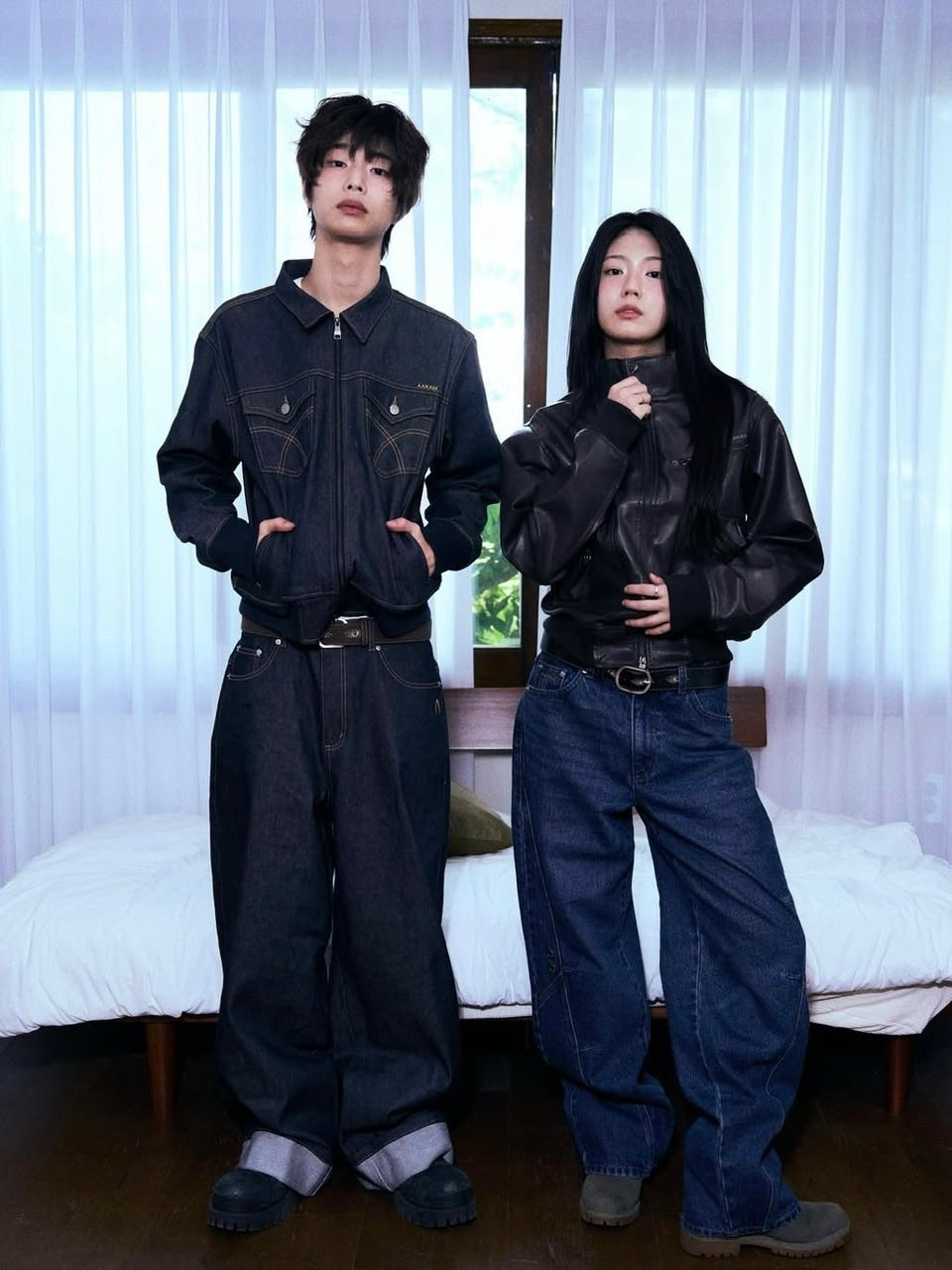 【AAKAM】Banding Denim Zip-Up Jacket