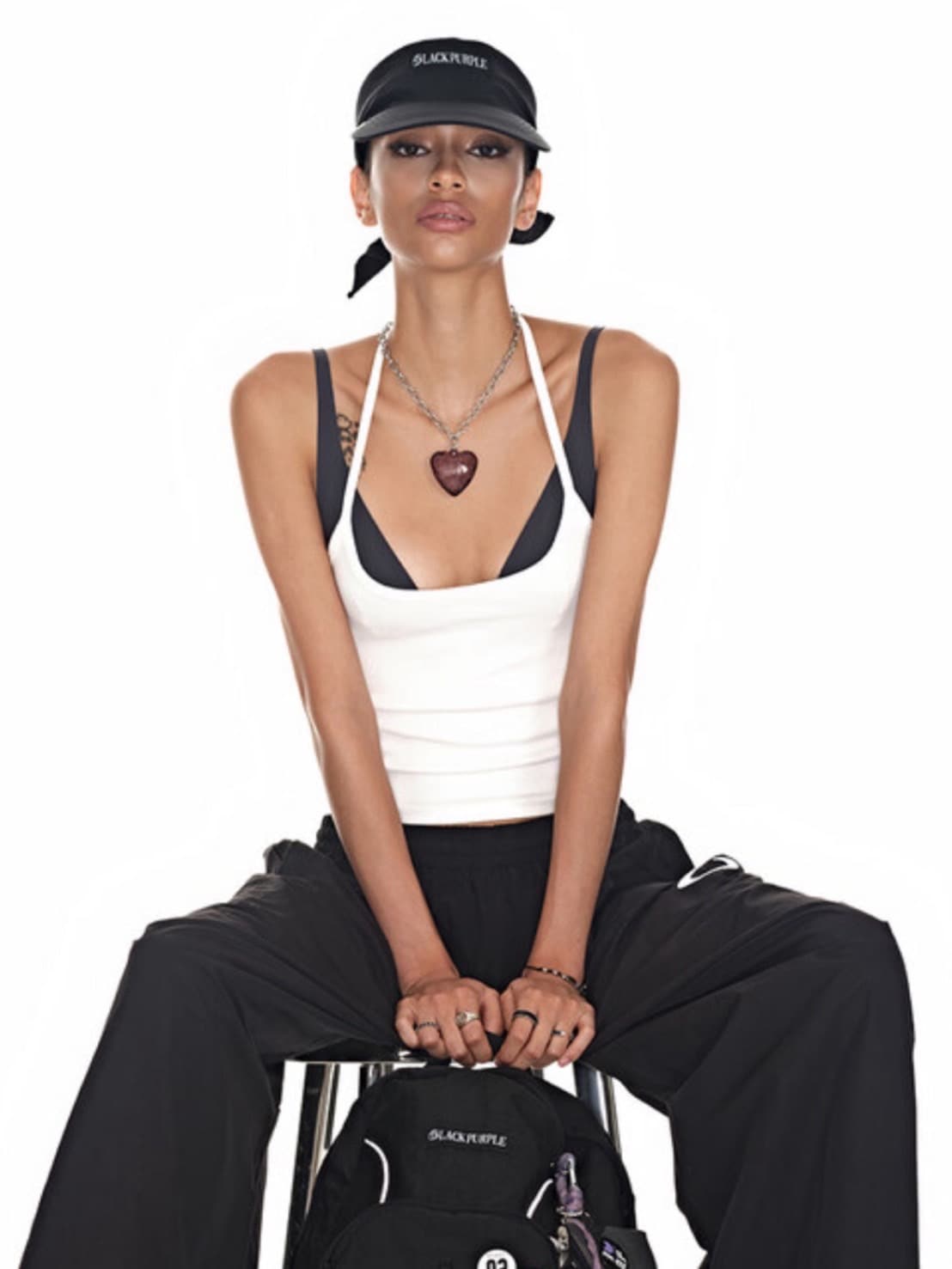 【BLACK PURPLE】Acrylic Heart Necklace / 【ブラックパープル】アクリリックハートネックレス