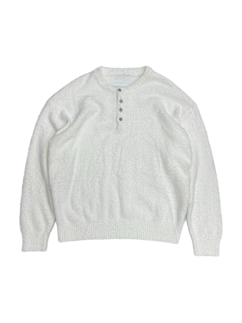 受注制【Chikashitsu +】henry neck hairy knit / 【チカシツプラス】ヘンリーネックヘアリー長袖ニット (5color)