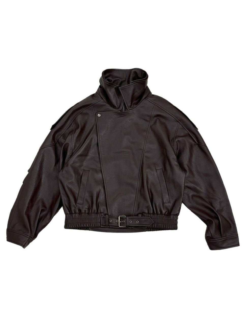 受注制【Chikashitsu +】high neck non-leather bomber jacket / 【チカシツプラス】ハイネックノンレザーボンバージャケット (2color)
