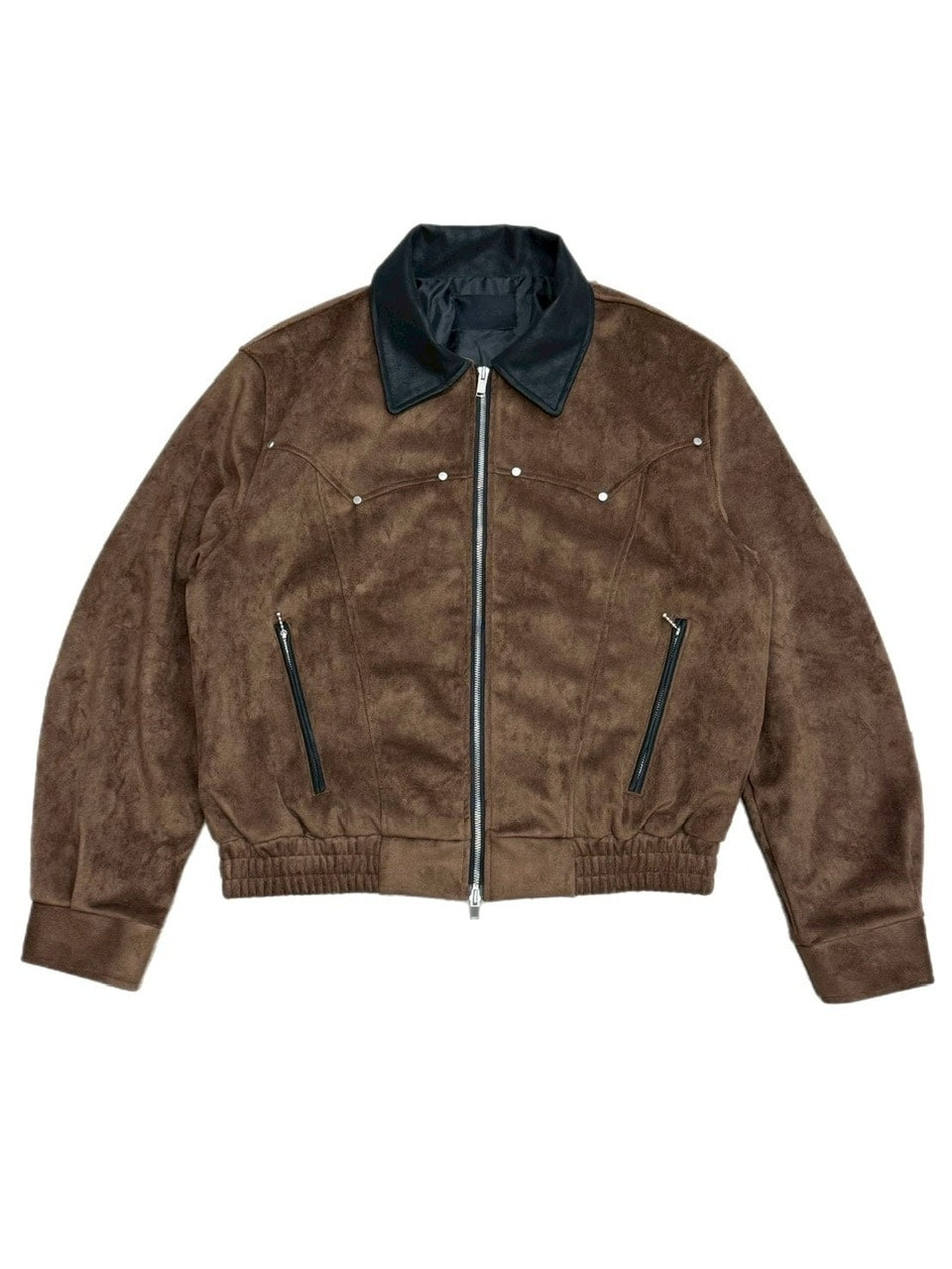 【Chikashitsu +】suede contrast collar jacket / 【チカシツプラス】スエードコントラストカラージャケット (2color)