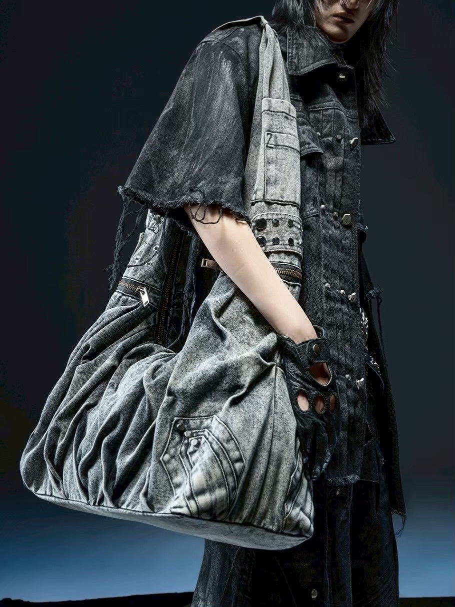 1/2 20:00再販【RICH】Crinkle Denim Stone Washed Bag / 【リッチ】ストーンウォッシュドデニムショルダーバッグ