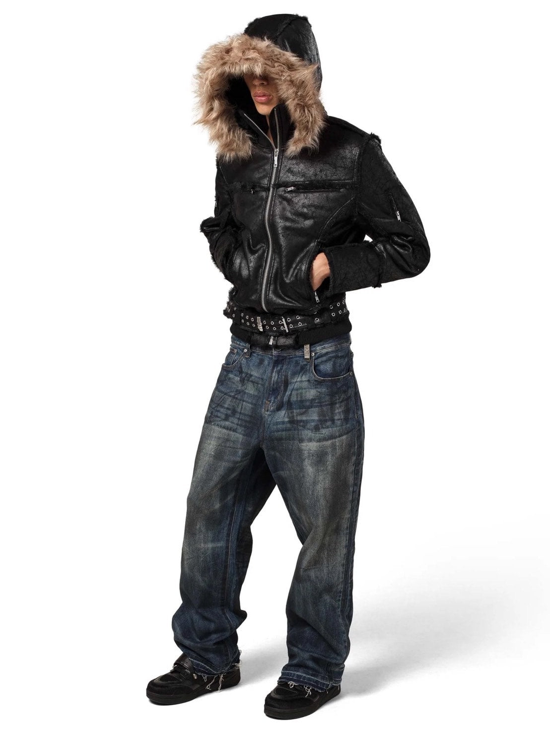 【RACER WORLDWIDE】Sheep Skin Jacket / 【レーサーワールドワイド】ベルテッドジップファージャケット