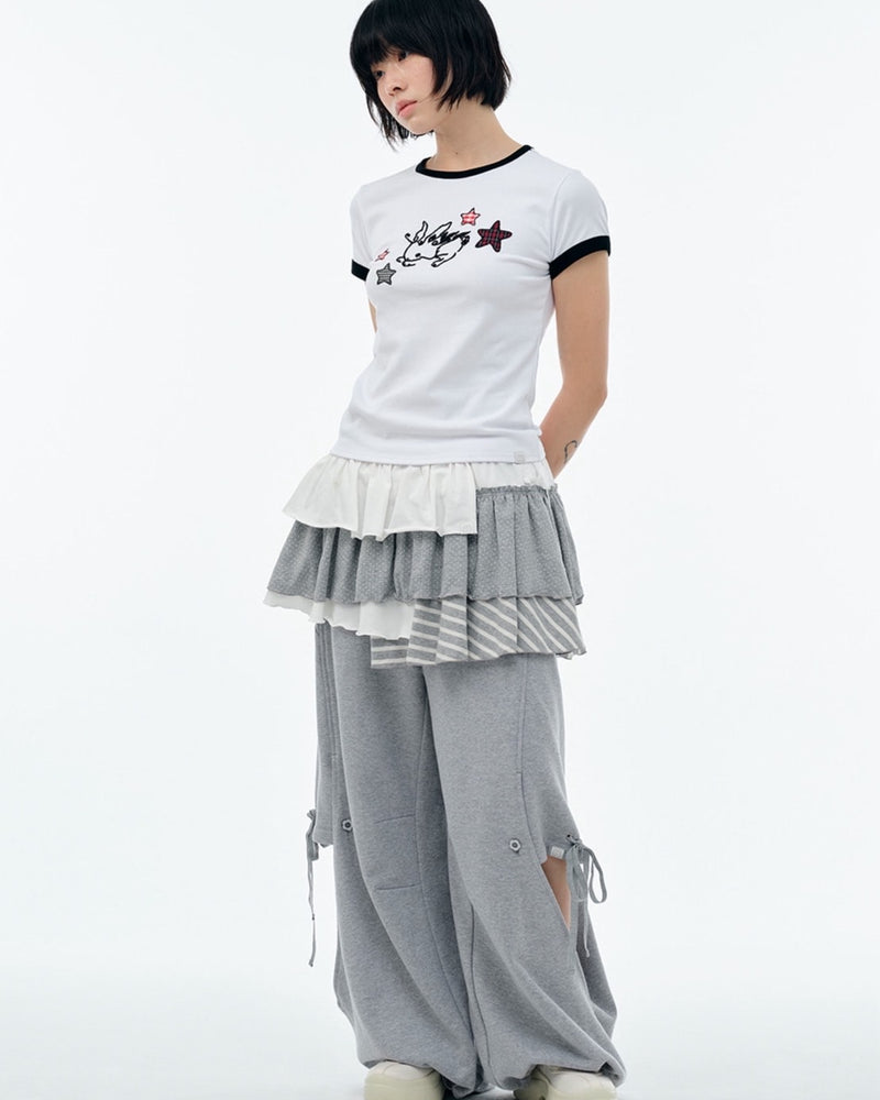 【TUOMIO】BANDED LAYERED SKIRT / 【トゥオミオ】バンディッドレイヤードスカート