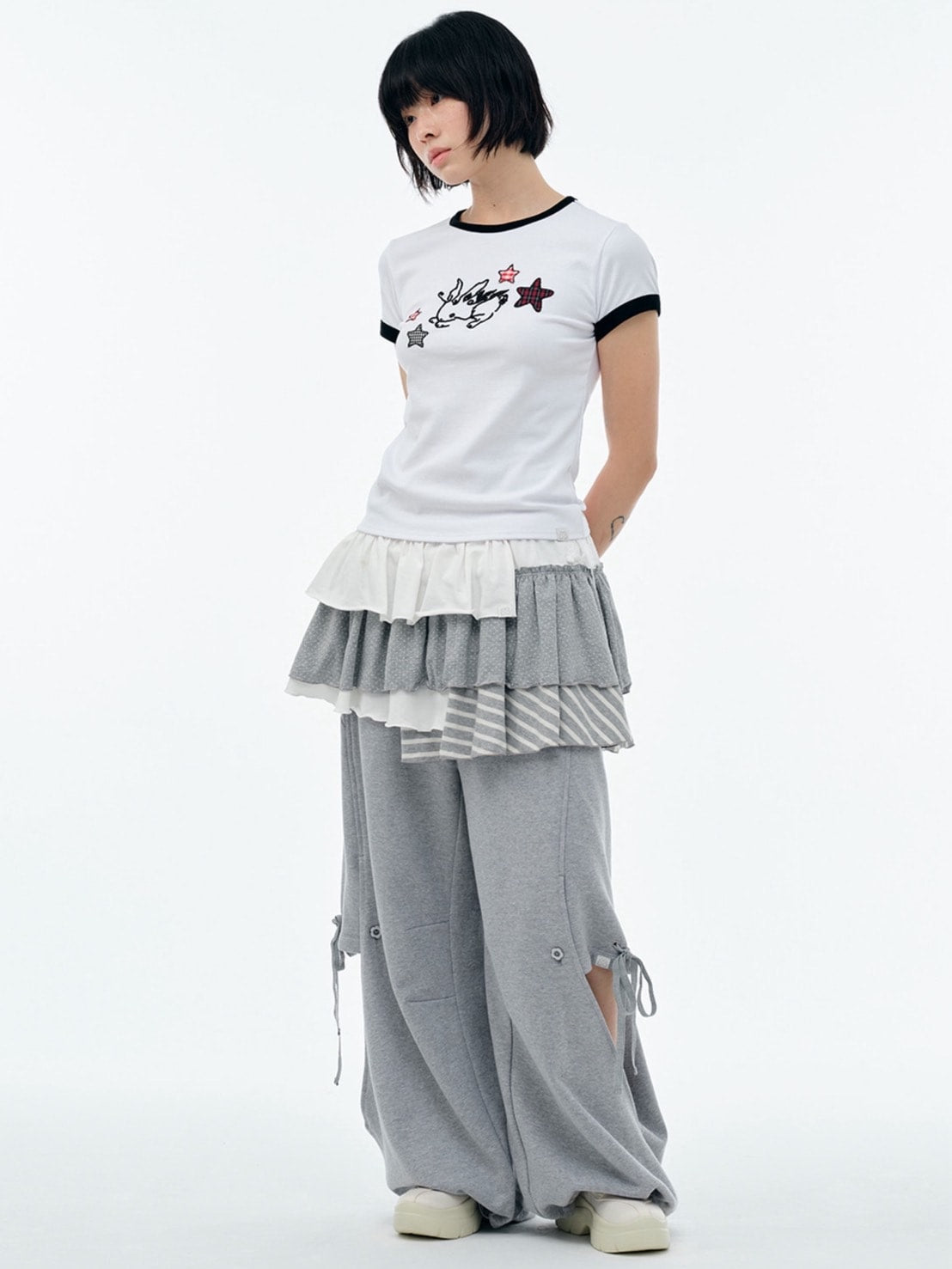 【TUOMIO】BANDED LAYERED SKIRT / 【トゥオミオ】バンディッドレイヤードスカート