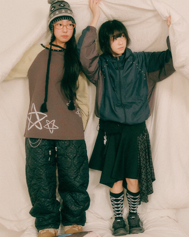 【TUOMIO】RIBBON GRAPHIC KNEE SOCKS / 【トゥオミオ】リボングラフィックニーソックス