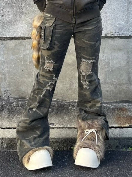 【Never mind the XU】camouflage flare pants / 【ネバーマインドザエックスユー】カモフラージュフレアパンツ