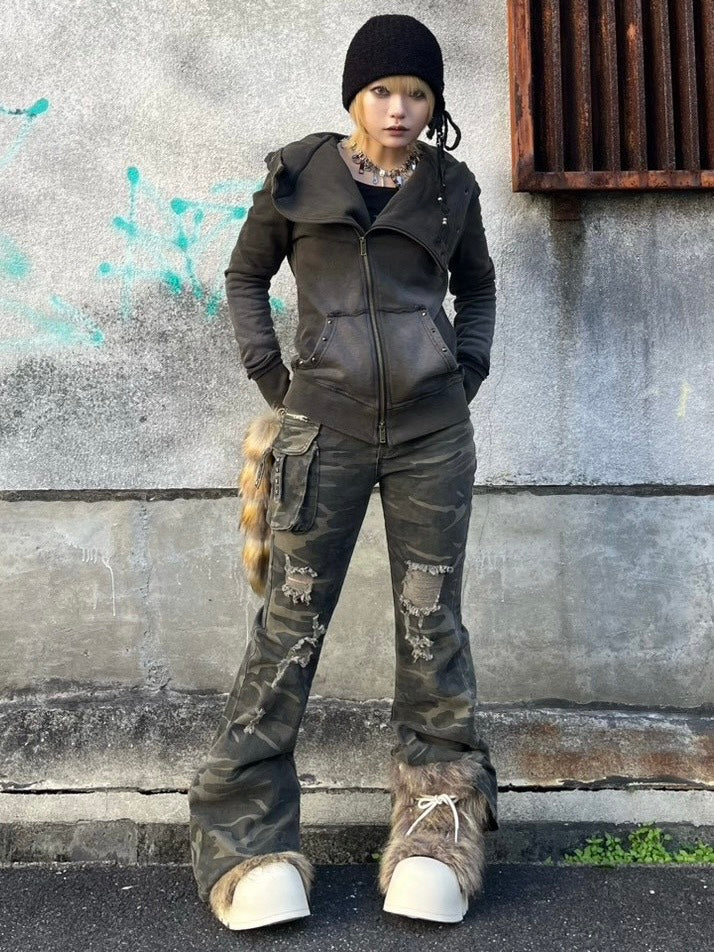 【Never mind the XU】camouflage flare pants / 【ネバーマインドザエックスユー】カモフラージュフレアパンツ